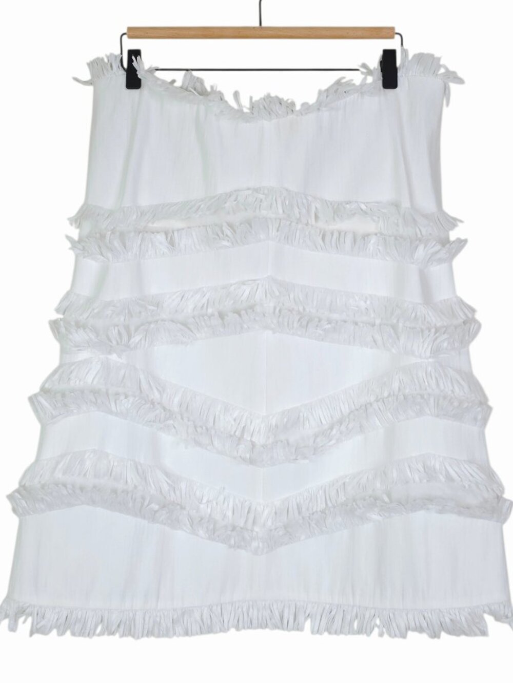 Alexis Fione Dress White Raffia Fringe Strapless‎ Mini Size L - Picture 3 of 14
